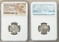 PARTHIAN KINGDOM. Phraates IV (ca. 38-2 BC). AR drachm (19mm, 12h). NGC AU. Mithradatkart. Diademed and draped bust left, wart on forehead; eagle with...