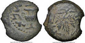 JUDAEA. The Jewish War (AD 66-70). AE prutah (16mm, 6h). NGC VF. Jerusalem, Year 2 (AD 67/8). Year Two (Paleo-Hebrew), amphora with broad rim and two ...