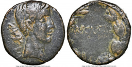 SYRIA. Antioch. Augustus (27 BC-AD 14). AE as (23mm, 11h). NGC VF Ca. 27-23 BC. CAESAR, bare head of Augustus right / AVGVSTVS, laurel wreath, base ti...