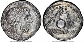 Cn. Cornelius Lentulus (ca. 76-75 BC). AR denarius (19mm, 3.57 gm, 4h). NGC XF 5/5 - 1/5, scratches. Uncertain mint in Spain. G•P•R, diademed and drap...