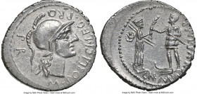 Cnaeus Pompey Junior (46-45 BC), with M. Poblicius, as Legate Pro Praetore. AR denarius (20mm, 3.78 gm, 6h). NGC Choice AU 4/5 - 4/5. Uncertain mint i...