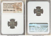 Marc Antony, as Triumvir and Imperator (43-30 BC). AR denarius (17mm, 3.81 gm, 6h). NGC VF 4/5 - 3/5, bankers marks. Military mint moving with Antony,...