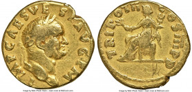 Vespasian (AD 69-79). AV aureus (17mm, 6.10 gm, 5h). NGC Choice Fine 4/5 - 2/5, scratches, flan flaw, edge mark. Rome, AD 71. IMP CAES VESP AVG P M, l...