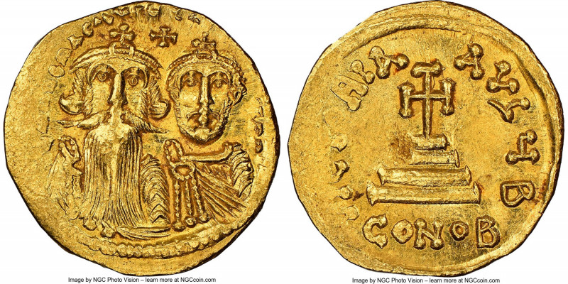 Heraclius (AD 610-641), and Heraclius Constantine. AV solidus (19mm, 4.29 gm, 7h...