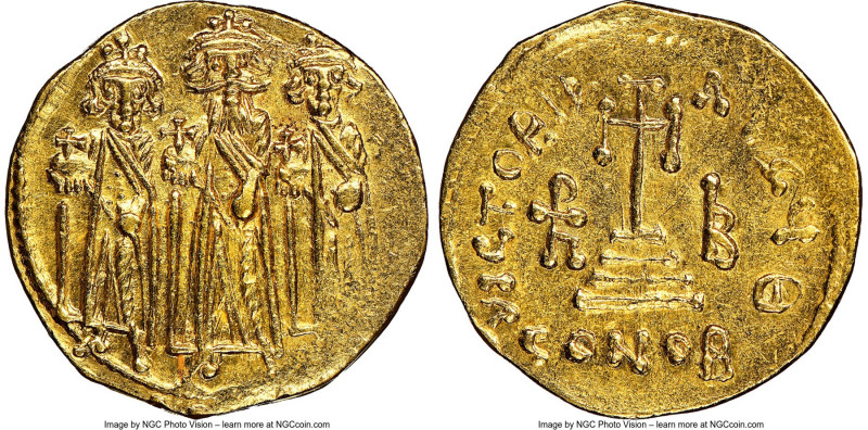 Heraclius (AD 610-641), with Heraclius Constantine and Heraclonas. AV solidus (1...