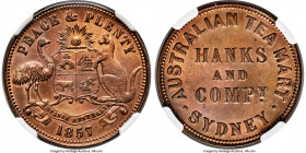 Sydney. Hanks and Company "Australia Tea Mart" 1/2 Penny Token 1857 AU Details (Cleaned) NGC, Andrews-184. 

HID09801242017

© 2020 Heritage Aucti...