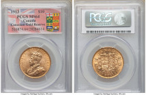 George V gold 10 Dollars 1913 MS64 PCGS, Ottawa mint, KM27. Three year type. Canadian Gold Reserve holder tag. AGW 0.4838 oz. 

HID09801242017

© ...
