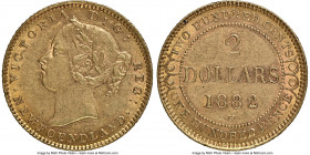 Newfoundland. Victoria gold 2 Dollars 1882-H AU58 NGC, Heaton mint, KM5. Toning in a burnt sienna shade of orange. 

HID09801242017

© 2020 Herita...