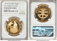 Republic gold Proof "Pan-American Games" 500 Pesos 1971-B PR68 Ultra Cameo NGC, Bogota mint, KM251, Fr-128. Mintage: 6,000. AGW 0.6221 oz. 

HID0980...