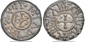 Carolingian. Charles the Bald (840-877) Denier ND (864-877) MS63 NGC, Le Mans mint, Class 2, MG-905, Dep-559. 1.68gm. + GRΛTIΛ D-I REX, KAROLVS monogr...
