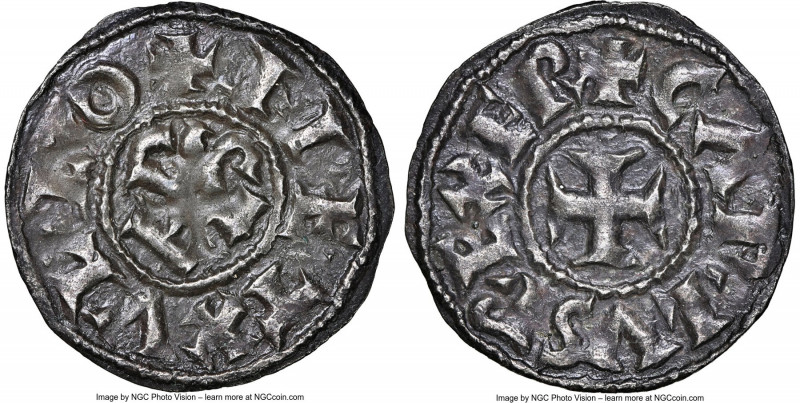 Carolingian. Charles the Bald (840-877) Immobilized Denier ND (860-c. 925) AU55 ...