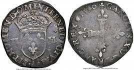 Pair of Certified Assorted 1/4 Ecus NGC, 1) Charles X 1/4 Ecu 1590-A - AU53, Paris mint, KM1.1. 9.65gm. Cross with lis 2) Henry III 1/4 Ecu 1587-(9) -...