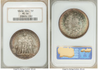 Republic 5 Francs 1848-A MS66 NGC, Paris mint, KM756.1. Two year type. Tan colored overall tone with pastel more colorful shades near edges. 

HID09...