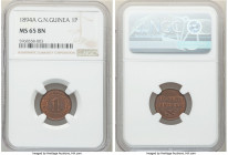 German Colony. Wilhelm II Pfennig 1894-A MS65 Brown NGC, Berlin mint, KM1. Some red sill visible in recessed areas around devices. 

HID09801242017...