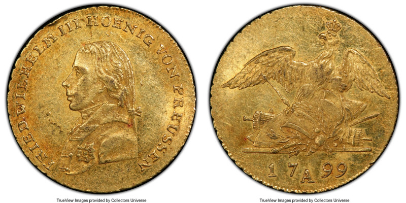 Prussia. Friedrich Wilhelm III gold Frederick d'Or 1799-A AU55 PCGS, Berlin mint...