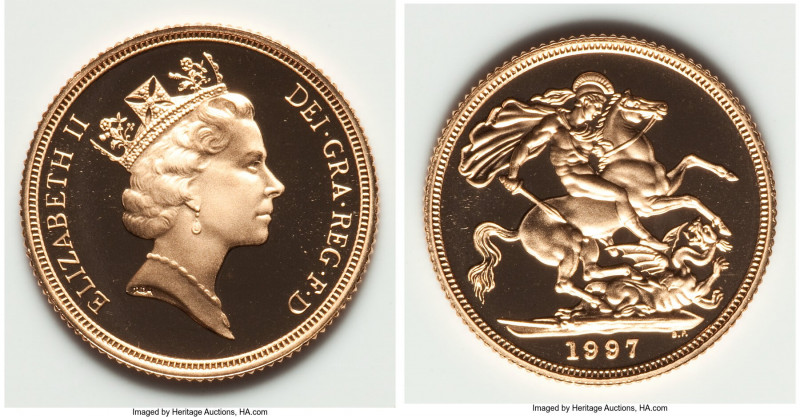 Elizabeth II gold Proof Sovereign 1997, KM943. Sold with the original case of is...