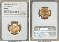 Papal States. Pius IX gold 20 Lire Anno XXII (1868)-R MS65 NGC, Rome mint, KM1382.3. Mintage: 38,000. Butter-golden color with mint bloom. AGW 0.1867 ...