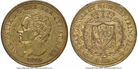 Sardinia. Carlo Felice gold 80 Lire 1824 (Eagle)-L AU Details (Reverse Cleaned) NGC, Turin mint, KM123.1, Fr-1132. Mintage: 5,919. The inaugural and s...