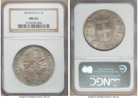Umberto I 5 Lire 1879-R MS63 NGC, Rome mint, KM20. Subdued luster with taupe-gray toning.

HID09801242017

© 2020 Heritage Auctions | All Rights R...