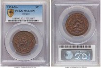 Estados Unidos 5 Centavos 1924-Mo MS63 Brown PCGS, Mexico City mint, KM422. A choice example with cobalt toning and residual red in protected areas. ...