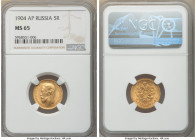 Nicholas II gold 5 Roubles 1904-AP MS65 NGC, St. Petersburg mint, KM-Y62. AGW 0.1245 oz. 

HID09801242017

© 2020 Heritage Auctions | All Rights R...