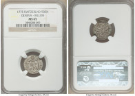 Geneva. Canton 9 Deniers 1775 MS65 NGC, KM78, HMZ-2350g. A frosty light pencil-lead gray toned coin with remarkable contrast between the fields and de...
