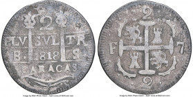 Caracas. Provincial 2 Reales 1818-BS VF Details (Environmental Damage) NGC, KM-C6.1. Lion upper left. 

HID09801242017

© 2020 Heritage Auctions |...
