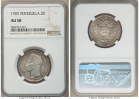 Republic 2 Bolivares 1905 AU58 NGC, KM-Y23. Upright "5" variety. 

HID09801242017

© 2020 Heritage Auctions | All Rights Reserved