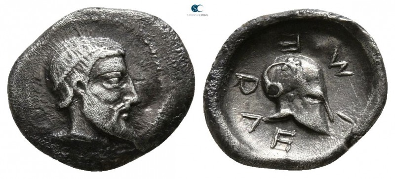 Sicily. Himera circa 430 BC.
Litra AR

9mm., 0,66g.

Bearded head right, we...