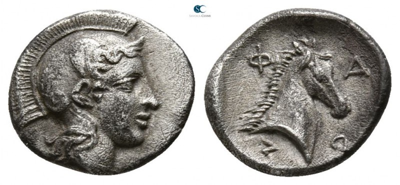 Thessaly. Pharsalos 400-370 BC.
Obol AR

10mm., 0,88g.

Head of Athena righ...