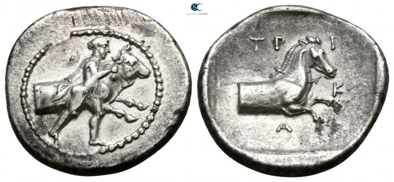 Thessaly. Trikka circa 440-400 BC.
Hemidrachm AR

16mm., 2,54g.

Thessalos,...