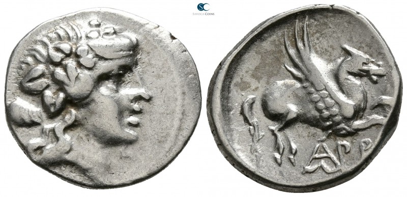 Corcyra. Corcyra. Roman rule circa 229-48 BC.
Didrachm AR

19mm., 4,80g.

W...