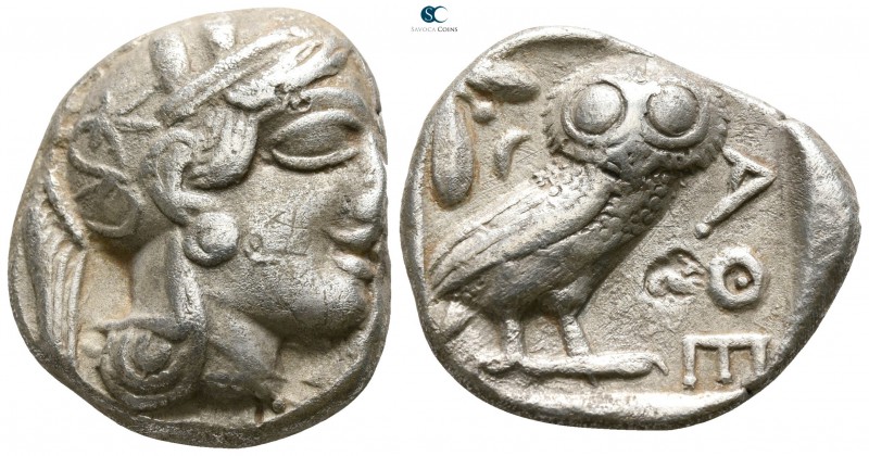 Attica. Athens 454-404 BC.
Tetradrachm AR

25mm., 16,74g.

Head of Athena w...
