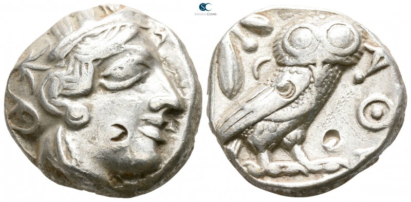 Attica. Athens 454-404 BC.
Tetradrachm AR

21mm., 17,01g.

Head of Athena w...