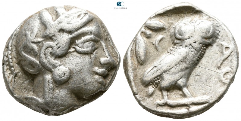 Attica. Athens 454-404 BC.
Tetradrachm AR

23mm., 16,93g.

Head of Athena w...