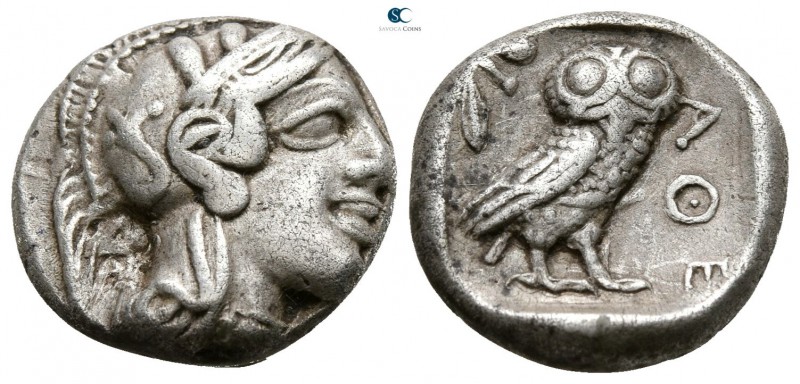 Attica. Athens circa 454-404 BC.
Drachm AR

13mm., 4,22g.

Head of Athena w...