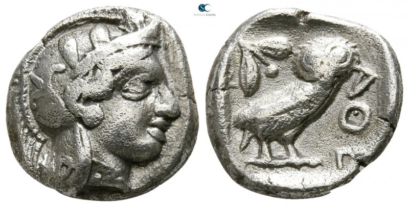 Attica. Athens circa 420-404 BC.
Drachm AR

13mm., 3,99g.

Head of Athena w...