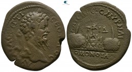 Cappadocia. Caesarea. Septimius Severus AD 193-211. Homonoia with Smyrna. Year 14=AD 207. Bronze Æ