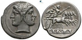 Anonymous circa 225-214 BC. Rome. Quadrigatus AR