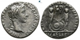 Augustus 27 BC-14 AD, (circa 2 BC-AD 4).. Lugdunum. Denarius AR