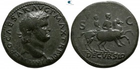 Nero AD 54-68, (struck circa AD 67). Lugdunum. Sestertius Æ