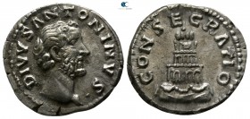 Divus Antoninus Pius Consecration issue struck under Marcus Aurelius and Lucius Verus, after AD 161. Rome. Denarius AR