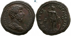 Lucius Verus AD 161-169, (struck AD 164). Rome. Sestertius Æ