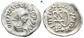 The Gepids. Sirmium AD 489-526. In the name of Byzantine emperor Anastasius I.. Quarter Siliqua AR