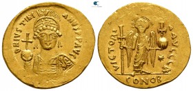 Justinian I. AD 527-565. Constantinople. 1st officina.. Solidus AV