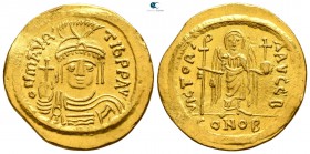 Maurice Tiberius. AD 582-602, (struck 583/4-602).. Constantinople, 2nd officina.. Solidus AV