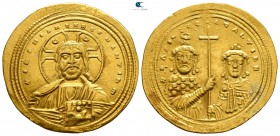 Basil II Bulgaroktonos, with Constantine VIII AD 976-1025 , (struck 1005-1025).. Constantinople. Histamenon Nomisma AV