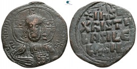 Basil II Bulgaroktonos, with Constantine VIII AD 976-1025. Constantinople. Anonymous follis Æ, class 2