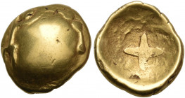 CELTIC, Central Europe. Vindelici. Circa 2nd-1st century BC. Quarter Stater (Gold, 12 mm, 1.87 g). Almost obliterated celticized male head, with a lar...