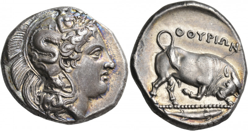 LUCANIA. Thurium. Circa 400-350 BC. Distater (Silver, 27 mm, 15.84 g, 3 h). Head...